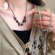 【E.five】 Personalized Hip-hop Sweater Chain Retro Camera Necklace Niche Design Sense Necklace E