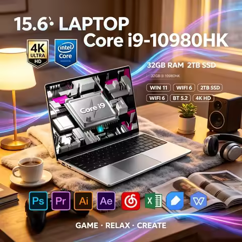 15.6" Ultra Portable Notebook Core I9-10980HK 16GB RAM 1TB SSD Win11 Pro WiFi6 BT5.2 4K HD Slim Lapt