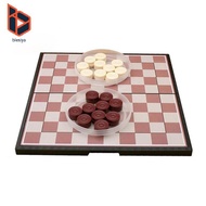[Blesiya] Checkers Board Game Set Magnetic Strategy Folding Portable High Quality Plastic Draughts S