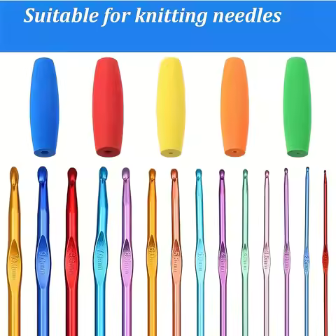 5-Piece Ergonomic Crochet Grip - Removable Soft Crochet Pad for 2mm to 10mm Hooks, Relieves Hand Fat