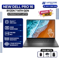 Dell Pro 16 AI | Ryzen 7 14th Gen | 16" | 32GB DDR5 4800MHz | 1TB SSD | 1Y Dell Warranty