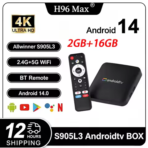 New 2026 Smart TV Box H96 MAX S905L3 Android 14.0 4K BT Google Voice Remote Media Player Home Androi