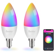 2 Pack E12 LED Light Bulb Compatible w/Google Siri Alexa Light Bulb 5W Type B Smart Bulb RGBCW 16 Mi