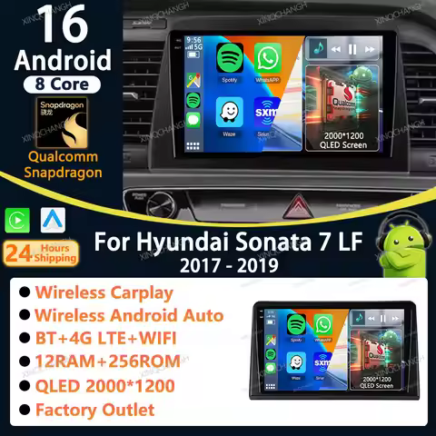 Android 16 Car Radio Carplay Auto For Hyundai Sonata 7 LF 2017 - 2019 Fascia Panel 2 DIN Accessories