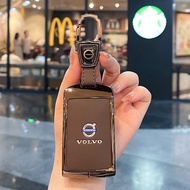 Volvo XC60 S90 S60 XC90 XC40 V60 V40 Key Cover Aluminium Alloy Leather Hide Kunci Kereta Volvo Premi