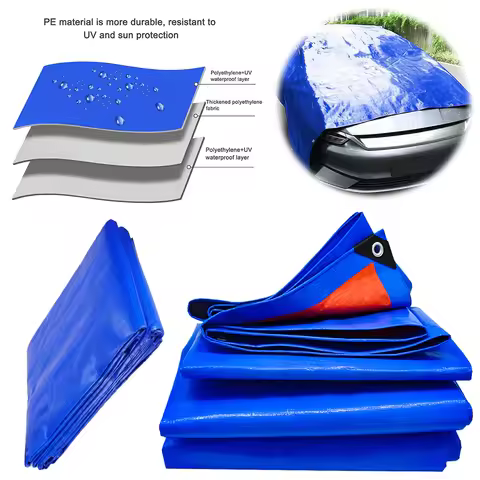 2x2/3/4M Heavy Duty Blue Tarps Waterproof UV Resistant Tarp Tear Resistance Tarpaulin Cover for Pati
