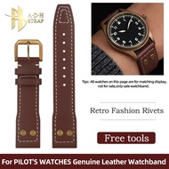 Vintage Bronze Rivet Genuine Leather Watch Strap For IWC Pilot‘s Series IW326802 IW501005 IW510506 W