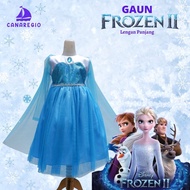 DRESS GAUN ANAK FROZEN II / ELSA LENGAN PANJANG / BAJU ULANG TAHUN / ULTAH / FROZEN 2