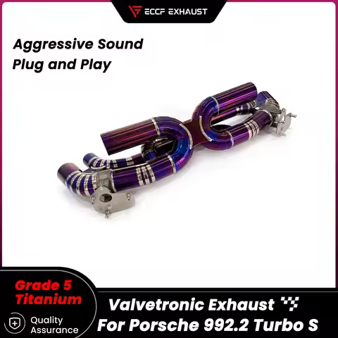 Lightweight Race Sound ECCF Titanium Purple Catback Exhaust For Porsche 992.2 Turbo S Aggressive Sou
