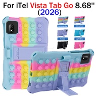 For iTel VistaTab Go Vista Tab Go 8.68'' 2026 Soft Silicone Fun Bubble Adjustable Stand Tablet Case 