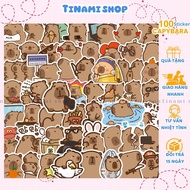 Set of 100 cute pre-cut Capybara stickers, size 3-5cm