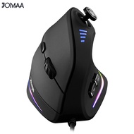 JOMAA RGB Wired Vertical Mouse RGB Ergonomic Programmable Button Adjustable for Computer (10000DPI)