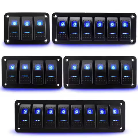 3-group, 4-group, 5-group, 6-group, 8-group rocker switch panel 5-pin, suitable for 12V/24V cars, sh
