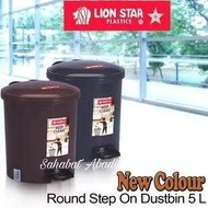 Tempat Sampah Injak + Ember Plastik Awet Kuat Tebal Premium Lion Star 5 Liter 5L Tong Sampah Bulat K