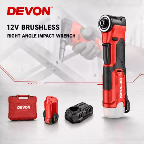 DEVON 5771 12V Brushless Angled Impact Driver Lithium-Ion Cordless Impact Drill 100N.m Electric Scre