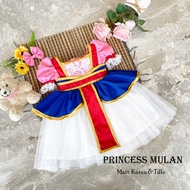 WALT DISNEY KATUN Princess Mulan Dress Cotton Combination Tille Cosplay Costume Fa Mulan Disney Walt