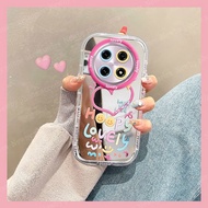 Honor X9C X9B 5G Casing Honor X9c Smart Casing Pink Love Smiley Face Mobile Phone Case Mirror Shell