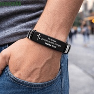 MAOYE Family Friendship Bracelet, Black/Silver Stainless Steel/PVC Inspirational Quotes Braclets, Ve