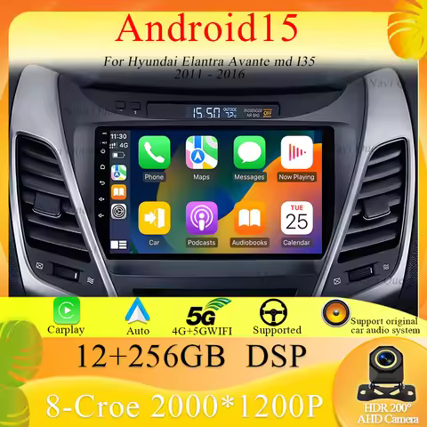 For Hyundai Elantra Avante md I35 2011 - 2016 Android 15 Car Radio Multimedia Player Navigation GPS 