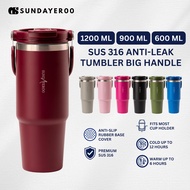 SUNDAYEROO 600ML 900ML Tumbler Tahan Sejuk With Handle Thermos Flask Water Bottle 316 Stainless Stee