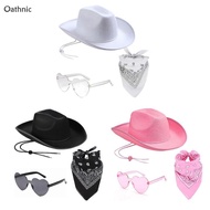 Oathnic Women Cowgirl Hat Sunglasses Scarf Bachelorette Party Costume Set Accessories