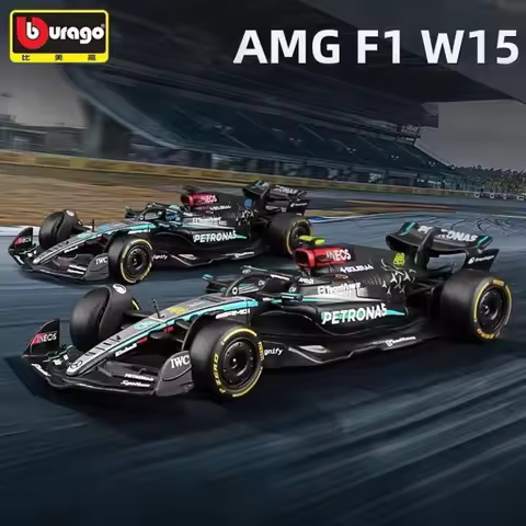 Bburago 1:43 Mercedes-AMG F1 Team W15 2024 #44 Hamilton #63 George Alloy Race Car Model Formula One 