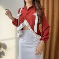 Arvera (Real Picture) Ritsuki Ribbon Blouse Ribbon Top Women's Fashion