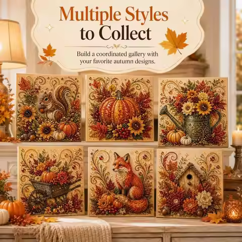 Autumn Pumpkin Pearl Art DIY Painting Kit 3D Fall Harvest Diamond Pearl Painting Handmade Craft Wall