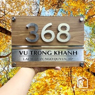 HOUSE NUMBER PLATE - Alcorest background + Decal-rolled Mica, scratched 304 stainless steel. Floatin