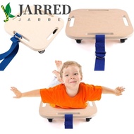 JARRED Safety Wooden Scooter, Balance Training Universal Kids Sitting Scooter Board, Unable To Stand Reliable Four-Wheels Pulling Rope Manual Sport Scooters Gym Class