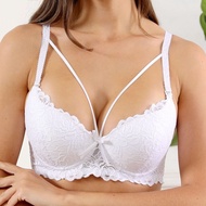 PARIFAIRY Strappy Sexy Bra Cup B Molded Cup Bra Underwire Lace Bra No Pad 34B 36B 38B 40B-7004
