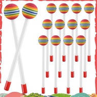 14 Pcs Lollipop Drum Mallet Sticks Round Rainbow Hammer Percussion Sticks Plastic Drumsticks for Kid