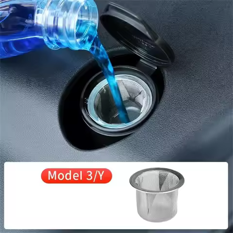 For Tesla Model 3 Y Car Wiper Filter Screen Glass Water Filling Funnel Metal Washer Fluid Tank Inlet