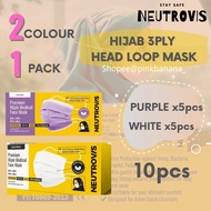 NEUTROVIS Hijab Face Mask White and Lavender 10Pcs Hijab Head Loop Mask