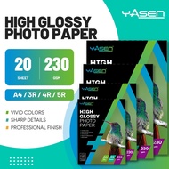Yasen 230GSM Glossy Photo Paper Inkjet Photo Paper With Watermark 3R 4R 5R A4 Size 20 Sheets