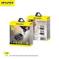 Awei T58 ใหม่ Tws หูฟังบลูทูธไร้สาย V5.3 6 ชั่วโมง สําหรับเล่นเกม เล่นกีฬา