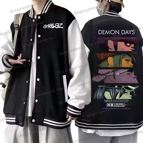 Funny Gorillaz Rock Band Baseball Jacket For Men Women Spring Long Sleeve Fashion Sportswear Anime G