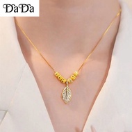 Gold chain emas 916 original malaysia womens necklace transport beads gold branch jade leaf pendant 