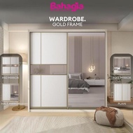 ✨Free Install✨ Bahagia Luxora Gold Frame Wardrobe 5x8/6x8/8x8 Wardrobe Clothes ~ Bedroom ~ Almari ~ 