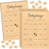 Gethelud Baby Shower Bingo Game, 50 Bingo Cards Perforated Calling Cards Bingo Games for Baby Shower
