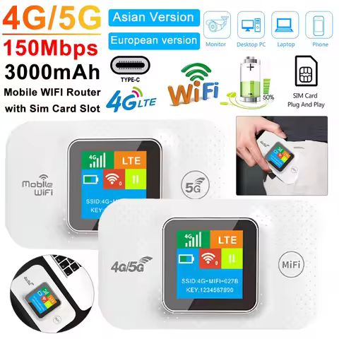 4G/5G Mobile Hotspot WIFI Router 4G LTE Wireless Internet Router Repeater 3000mA Pocket Modem with S