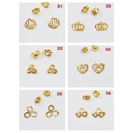 ✧❐Wing Sing 916 Gold Stud Earrings Collection / Subang Paku Padu Fesyen Manis Emas 916