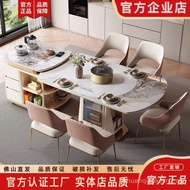 Stone Plate Kitchen Island Dining Table Integrated Household Retractable Folding Square and round Du