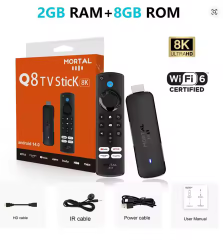 Mortal Android14 TV stick WIFI6 TV stick Q8 8K video Allwinner H313 Bluetooth5 4K Netflix YouTube Tv