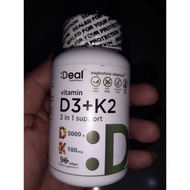 Deal Vitamin K2 + D3 2 in 1 Support D 5000iu K 100mcg 90 Softgel Original