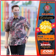 KEMEJA Solo Batik Shirt, Men's Short Sleeve Shirt, Premium Full Lining, Trendy Motif Aluna G_BA007PD