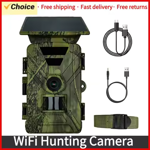 WiFi Hunting Camera Solar Trail Camera 8K 60MP WiFi Wildlife Hunting Camera IP66 Waterproof Outdoor