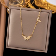 KOREAN STYLE WOMEN'S TITANIUM 23K GOLD PLATED BUTTERFLY NECKLACE
