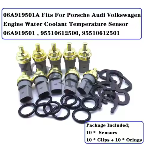 10 * New Engine Coolant Temperature Sensor With Clip & O-Ring For Porsche Audi VW 06A919501A 9551061