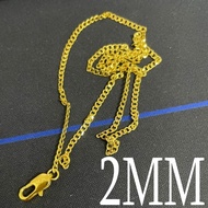 Exquisite Ultra-Fine Thin Style 2mm One to One Cuban Necklace Copper Plating Gold Unisex Couple Styl